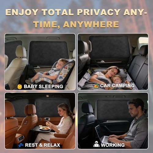 Magnetic Suede Car Window Shades, 4PCS Side Window Covers - Image 3