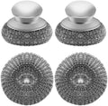 Stainless Steel Wool Scrubber with 2 Replacement Pads - Clean Metal Pans, Pots, Grills & More by HINGTAI