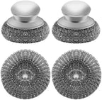 Stainless Steel Wool Scrubber with 2 Replacement Pads - Clean Metal Pans, Pots, Grills & More by HINGTAI