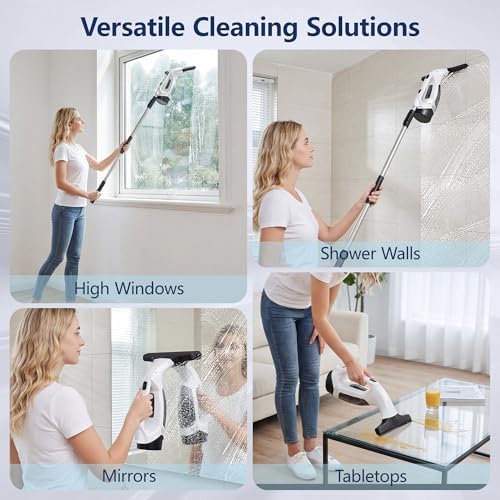 Window Vacuum Squeegee with Extendable Pole 31-40", Electric Cleaner Tool - Image 4