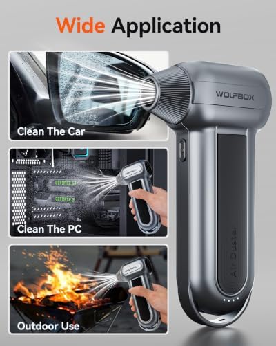 WOLFBOX MF100 Compressed Air Duster, 150000RPM Turbo Fan, 45 m/s Airflow - Image 5