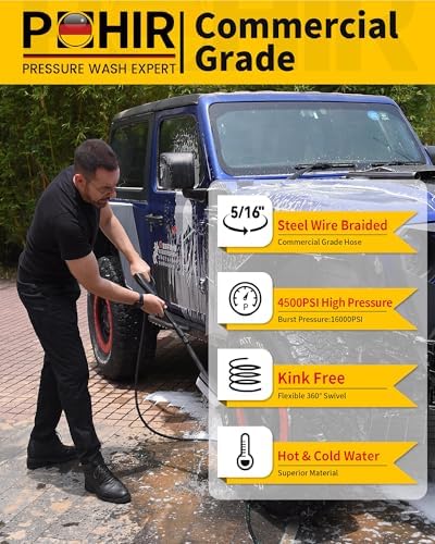 Pressure Washer Hose 100ft with 3/8'' Swivel Quick Connector, 4500PSI - Image 2