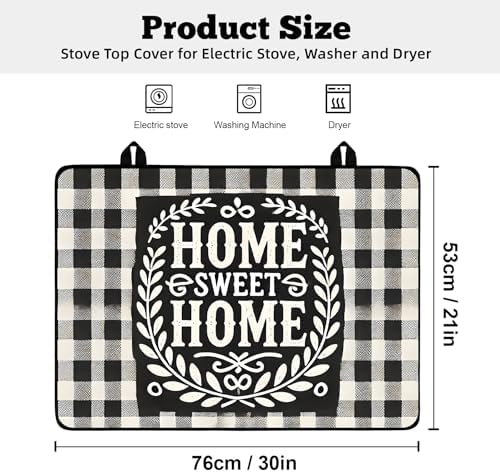 Multi-Design Stove Top Cover for Glass/Electric Stoves - 3-in-1 Heat-Resistant Protector Mat, Non-Slip Drying Rack 30" L x 21" W (Home) - Image 2