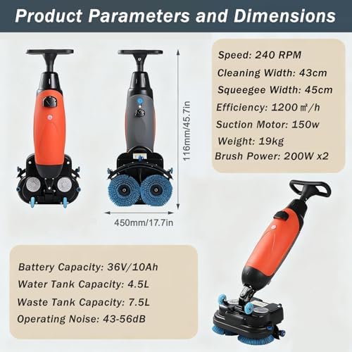 Commercial Floor Scrubber Machine, Electric Buffer Polisher, Dual - Image 4