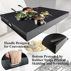 Stainless Steel Gas Stove Top Cover, Noodle Board Cooktop Cover, Kitchen Organizer for Gas and Electric Stove Range Expanding Kitchen Space, Large Size 30"x 22"x3", Black - Image 4