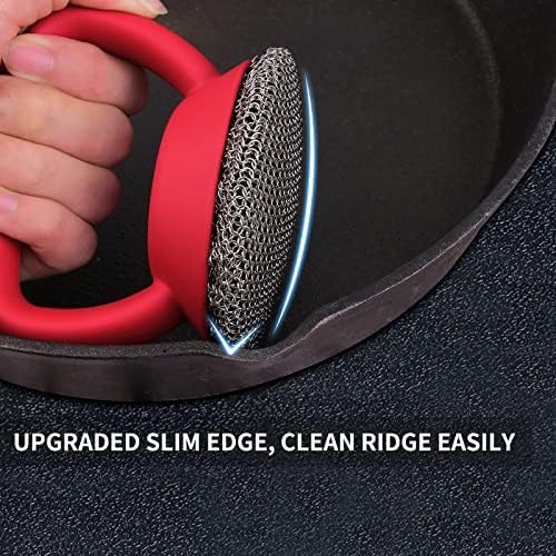 Herda Cast Iron Cleaner Scrubber with Heavy Duty Handle, Welded Chain Mail - Image 3