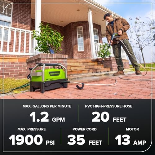 Greenworks 1900 PSI (1.2 GPM Max) Electric Pressure Washer - Image 4