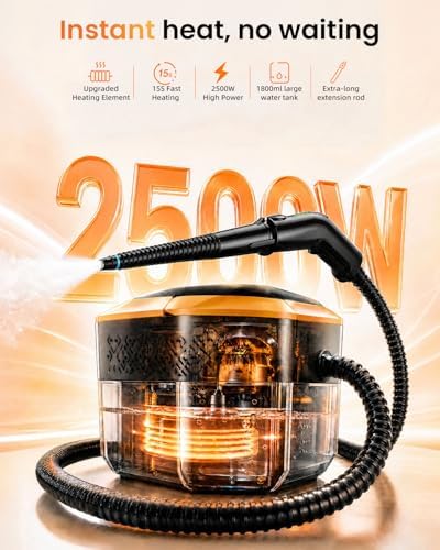 Steam Cleaner for Home & Car – Handheld Steamer for Cleaning with 2500W High Temperature, 3 Modes, 12 Accessories & 1.8L Large Tank, Portable Steam Cleaner for Couch, Grease, Kitchen, Bathroom, Car - Image 2