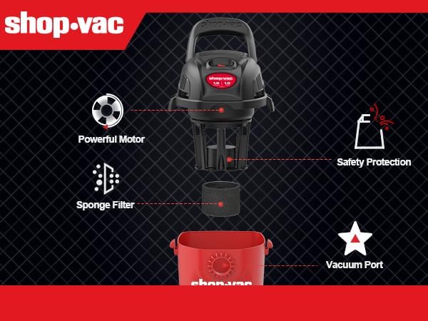Shop-Vac 2021000 1 Gallon 1 Peak Wet/Dry Vac, Wall Mount Small Vacuum - Image 5