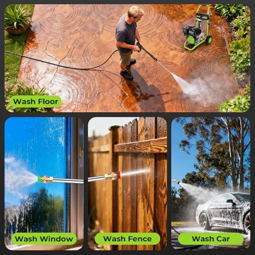 4200PSI Gas Pressure Washer 4.0GPM Gas Power Washer 212CC Gas Powered Washing Machine Commercial High Pressure Washer with 25ft Hose&5 Nozzles for Patio Garden Yard Vehicle,EPA/CARB/ETL (Green) - Image 7