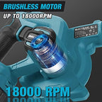 Cordless Leaf Blower for Makita 18V Battery,Electric Jobsite Air Blower with Brushless Motor,6 Variable Speed Up to 180MPH,2-in-1 Handle Electric Blower and Vacuum Cleaner(Battery Not Included) - Image 5
