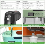 Handheld Steam Cleaner for Home, 2500W High Temperature Pressurized Machine, 1.6L Water Tank, Handle-controlled Steam Output, Portable Cleaning Steamer for Car, Bed Bugs, Furniture (Green, 16 PCS) - Image 6
