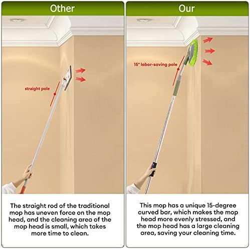 66'' Wall Mop with Long Handle,Ceiling Dust Mop with 15° Labor-Saving Elbow - Image 4