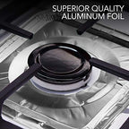 Disposable Gas Burner Liners (50 Pack) Aluminum Foil Square Gas Stove Burner Covers - 8.5 Inch Gas Range Protector, Stove Top Covers for Gas Burners, Foil Liners to Catch Oil, Grease, and Food Spills - Image 5