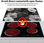 Multi-Design Stove Top Cover for Glass/Electric Stoves - 3-in-1 Heat-Resistant Protector Mat, Non-Slip Drying Rack 28"x20" (White Flowers, 28" L x 20" W) - Image 3