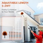 35 FT Reach Cobweb Duster with 5-29FT Telescoping Pole, Dual Action Flip-Lock & Screw Fixing Design, Washable Reusable Duster for High Ceilings, Fans & Home Cleaning - Image 2