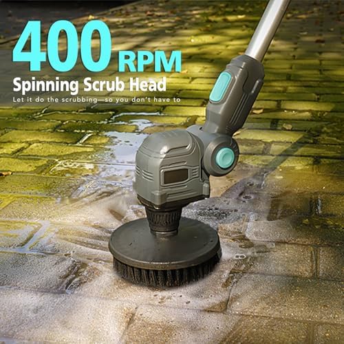 20V Cordless Spin Scrubber with Replaceable Battery, Electric Cleaning Brush with Long Handle & 8 Brush Heads for Outdoor, Bathroom, Tile, Grout, Shower, Bathtub - Image 5