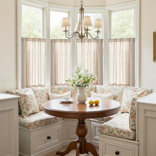 jinchan Linen Kitchen Tier Curtains, 38x36, 2 Panels, Natural - Image 2