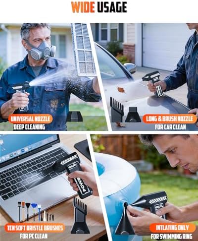 Compressed Air Duster, 150,000RPM 4-Gear Adjustable Super Power Air Blower Electric Air Duster with LED Light,One-tap Booster with 8000mAh Rechargeable Battery for PC, Keyboard, Car, Home Cleaning - Image 3