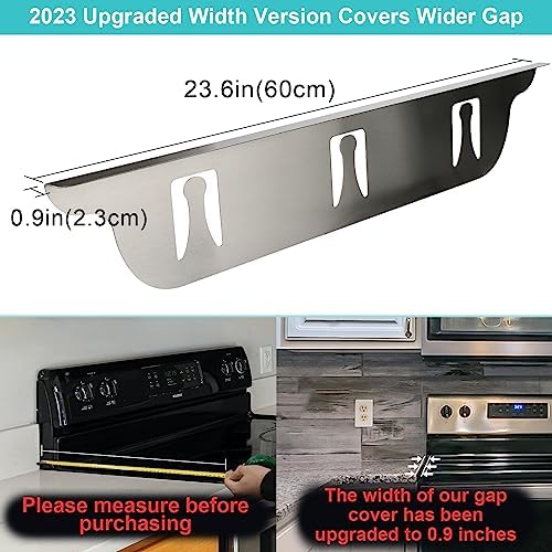 Stove Gap Covers - Stainless Steel, Kitchen Stove Counter Gap Cover Oven Gap Cover, Heat Resistant & Easy to Clean Stove Gap Filler, Upgraded Wider Top Suitable for Wider Stove & Counter Gaps (23.5") - Image 4