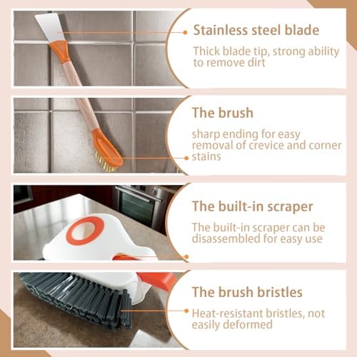 Groove Cleaning Brushes 2 in 1 Window Track Cleaner Cleaning Tools, Multifunction Hard Bristle Grout Crevice Cleaning Brush with Scraper for Kitchen Stove Sink, Sliding Door Track, Window Sill, 2PCS - Image 5