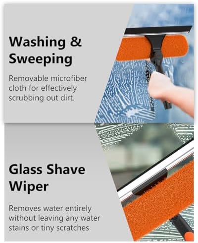 26FT Reach Window Squeegee for Window Cleaning Kit with 5-20 Foot Telescoping Extension Pole, 2 in 1 Window Squeegee, Cobweb Duster, Dust Kit Window Washing Kit for Car, Shower Glass Door - Image 5