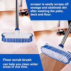 Floor Scrub Brush with Long Handle, 2 in 1 Deck Scrub Brush, Stiff Bristle Scrub Broom & Cleaning Brush for Tile Floor,Deck,Patio,Marble,Garage,Wall, Kitchen,Bathroom - Image 5