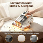 Mattress Vacuum Cleaner, Cordless Bed Vacuum with 13KPa Suction, Portable Vacuums for Sofa Couch Crib, Birthday Gifts for Women (White & Gold) - Image 4
