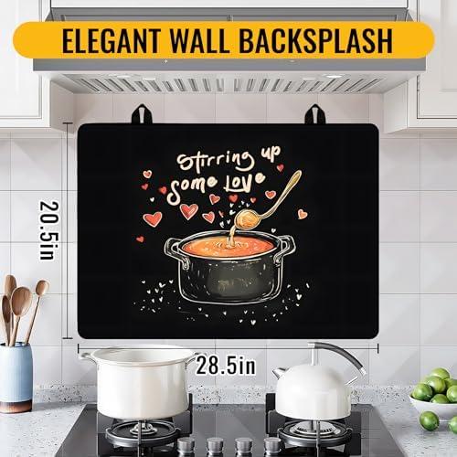 Stove Top Cover for Electric Stove,Glass Stove Top Cover, Heat Resistant Glass Cooktop Cover, Stovetop Protector, Kitchen Decor, Dish Drying Mats Cover for Ceramic Washer Top 28.5x20.5 inch - Image 2