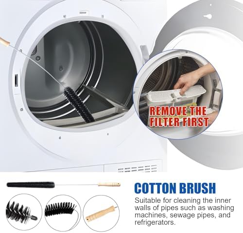 Dryer Vent Cleaner Kit for Shark NV350, NV351, NV352, NV353,NV360,NV500, NV501 Vacuum Attachment with Dryer Lint Brush and Hard Bristle Crevice Brush for Dryer Vent Replacement Parts - Image 3