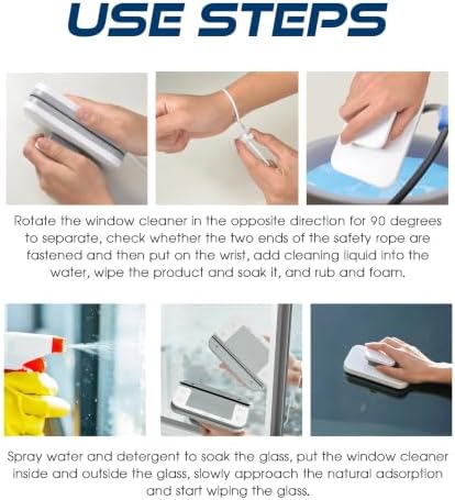 Magnetic Window Cleaner,Automotive Windshield Wiper Tools,Car Accessories Universal Double Sided Magnetic Window Cleaner with Anti-Falling Rope,Automotive Tool,Suitable for Most Cars,Sedans - Image 5