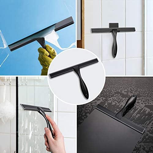 HIWARE All-Purpose Shower Squeegee for Shower Doors, Bathroom, Window and Car Glass - Black, Stainless Steel, 14 Inches - Image 6