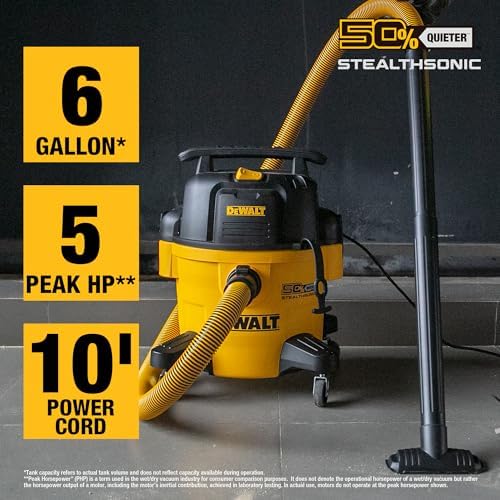 DEWALT 6 Gal 5 HP STEALTHSONIC Quiet Shop Vacuum Wet and Dry DXV06P-QTB - Image 2