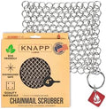Knapp Made CM Scrubber 4" x 4" Small Ring Chainmail Cast Iron Scrubber, Premium Stainless Steel Mesh Cleaner for Pre-Seasoned Pans, Dutch Ovens, Grills and Skillets by Knapp+Made+Products