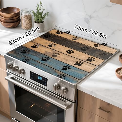 Stove Top Cover Retro Flower Gas Stove Top Cover for Home Decoration Kitchen Pad Non-Stick Washable Cooktop Covers Countertop Protector Keep Stove Clean 28"x20" (Texture-1) - Image 4