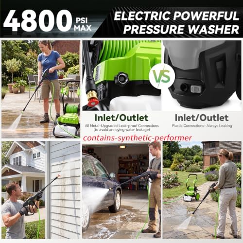 MAX 4800PSI 10" Wheels Electric Pressure Washer, 3LFoam Bottle Professional - Image 2