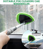 Car Windshield Cleaner Tool with Reusable Pads Extendable Handle(Green) - Image 2