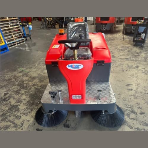 SellEton SL-WS1400 Industrial Floor Sweeper – Ride-On Electric Floor Sweeper with Ride On Vacuum Cleaner System & Superior Dust Filtration – 120L Capacity Commercial Floors Cleaner - Red - Image 3