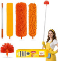Tiumso 5-in-1 Duster with Extension Pole 100” Extendable Dusters for Cleaning Reusable Anti-Spin Dusting Kits for High Ceiling Fans, Cobwebs & Vents, Reinforced Stainless Steel Telescopic Handle by Tiumso