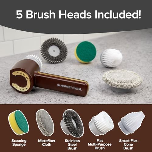 Horsepower Scrubber Gold Edition, Longer Battery, 350 RPM, 5 Brush Heads - Image 5