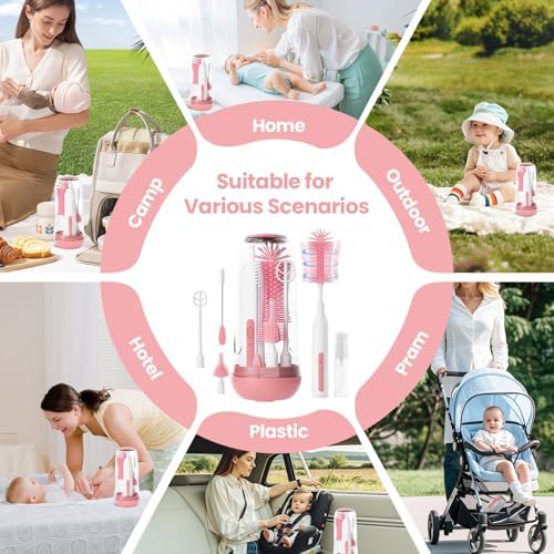 Electric Bottle Brush Cleaner,Rechargeable Baby Bottle Cleaning kit with Formula Mixer, Silicone Nipple&Straw Brush, Soap Dispenser, Drying Rack-IPX7 Waterproof,Long Battery Life for Home & Travel - Image 6