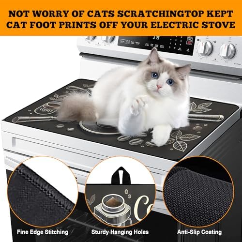 Multi-Design Stove Top Cover for Glass/Electric Stoves - 3-in-1 Heat-Resistant Protector Mat, Non-Slip Drying Rack 30" L x 21" W (Coffee) - Image 4