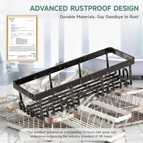 Veken Shower Caddy 3-Pack, Advanced Rustproof Design, No Drilling Adhesive Shelves, Rack with Soap Holder, Large Capacity Bathroom Organizers and Storage, Wall-Mounted Kitchen & Home Decor, Black - Image 4