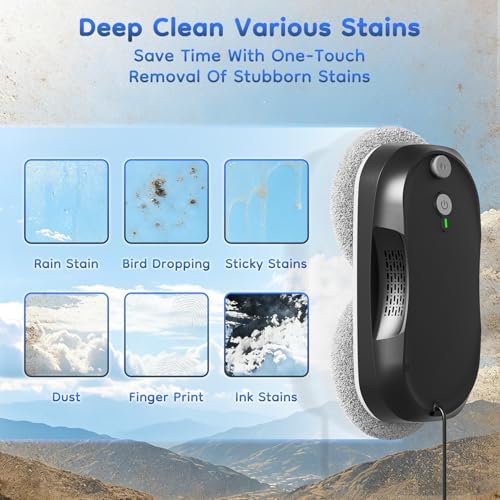 Obito Window Cleaning,Window Cleaner Robot with Triple Safety System,Edge Detection,Intelligent Navigation,Anti-Slipping, Longer Battery Life, Max 6400Pa, Remote Control - Image 5