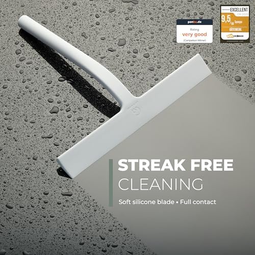 GÜTEWERK Silicone Shower Squeegee with 3-in-1 No-Drill Mount, White, 9'' - Image 2