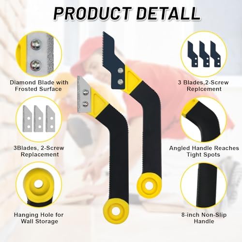 37 Pack Grout Removal Tool Kit, 3 Tile Grout Saws with 20 Extra Cleaning Blades, Hand Grout Saw and Caulk Remover Tool for Bathroom Showers, Ideal for Tile Grout Gap Cleaning and Repair - Image 4