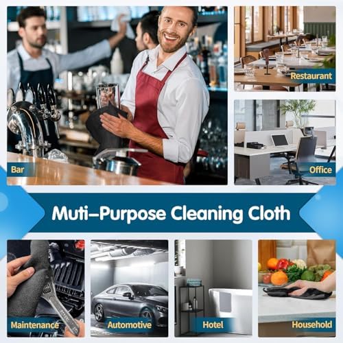 FIXSMITH Black Microfiber Cleaning Cloth -Pack of 24, Highly Absorbent Cleaning Rags, 16"X12" All Purpose Cleaning Towels for Housekeeping, Kitchen, Car, Lint Free and Reusable Microfiber Towels - Image 7