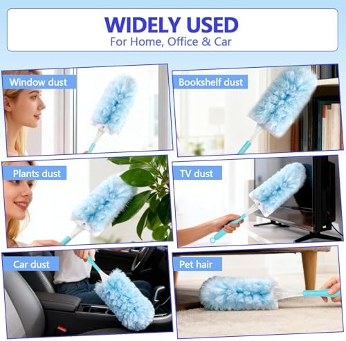Heavy Duty Duster Refills for Swiffer Duster (40 Count) | 360° Unscented Disposable Multisurface Dusters with 1 Handle- for Home, Blinds, Fans & Corners, Blue - Image 6