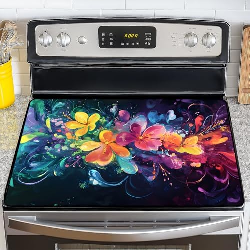 Stove Top Cover for Electric Stove,Glass Stove Top Cover, Heat Resistant Glass Cooktop Cover, Stovetop Protector, Kitchen Decor, Dish Drying Mats Cover for Ceramic Washer Top 28.5x20.5 inch by GIVEYOUTHEBEST