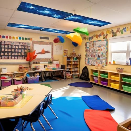 8 Pcs Fluorescent Light Covers with 80 Magnets Decorative for Classroom Ceiling Light 4 x 2 Feet Magnetic Light Covers Filter Easy Install for Office Hospitals & Home Drop Ceiling Supplies (Blue sky) - Image 6